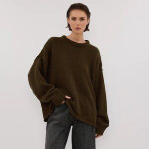 DISSH Roy Olive Oversized Longline Knit Jumper